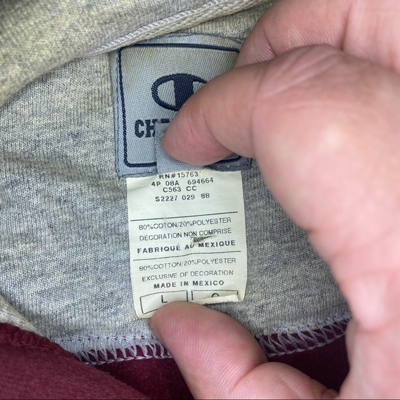 Burgundy champion hoodie size Large men - Picture 6 of 12